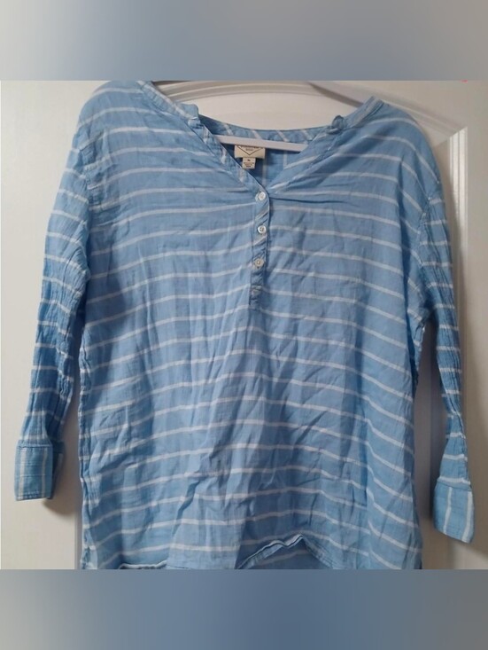 St. John's Bay Tops - Light Blue Striped St John's Bay Blouse